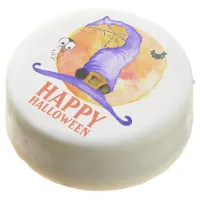 Happy Halloween Cute Purple Watercolor Witch Hat Chocolate Covered Oreo