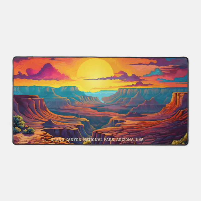 Illustration of Grand Canyon National Park Sunset Desk Mat