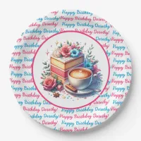 Coffee and Birthday Cake Personalized Paper Plates