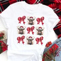 Highland Cow Christmas Coquette Tri-Blend Shirt