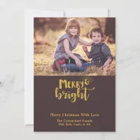 Merry and Bright Rustic Photograph Christmas Card