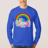 White Unicorn on Cloud Rainbow Men's Long Sleeve T-Shirt