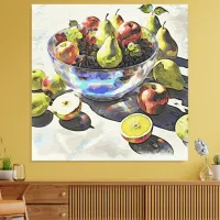 *~*Crystal Bowl Still Life SC6 Fruit Art Gift Canvas Print