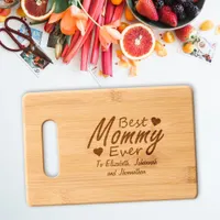 Best Mommy Ever Heart and Kids Name Keepsake gift Cutting Board