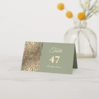 Sage Green and Gold Elegant Luxury Wedding Place Card