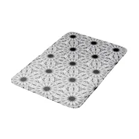 Black and White Flower Decor Bath Mat