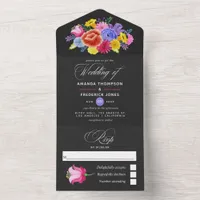 Colorful Watercolor Floral Fiesta Wedding All In O All In One Invitation