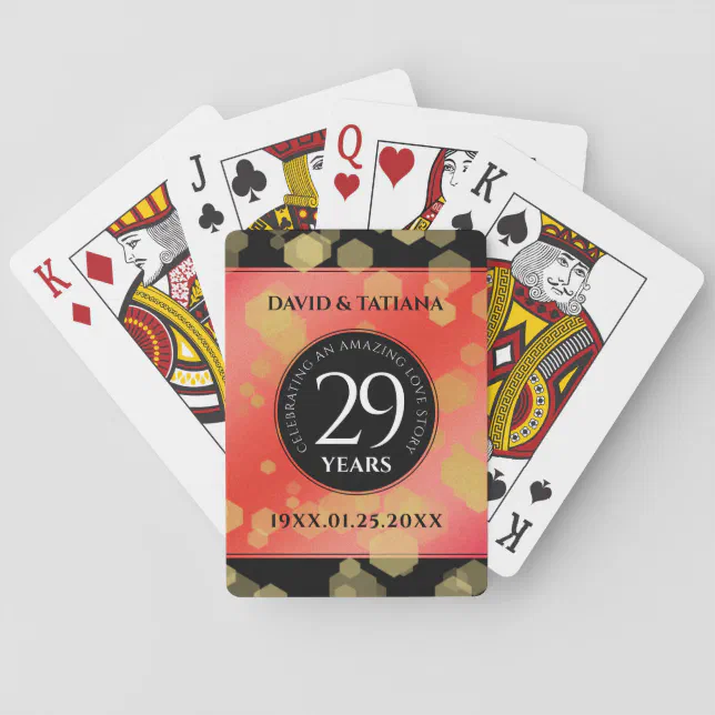 Elegant 29th Garnet Wedding Anniversary Poker Cards