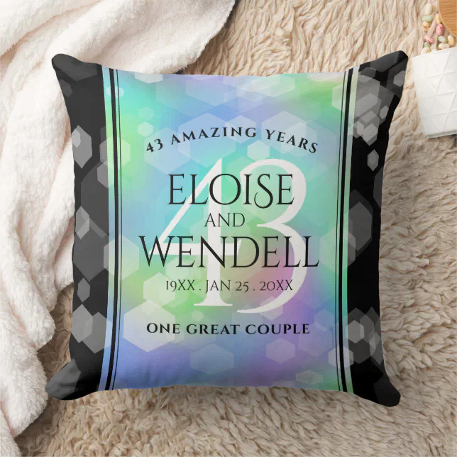 Elegant 43rd Opal Wedding Anniversary Celebration Throw Pillow