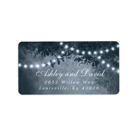 Navy Blue Rustic Tree Lights Return Address Label