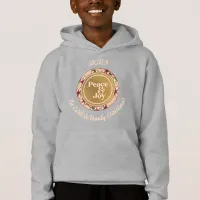 Peace & Joy Pink Gold Family Name Christmas Hoodie