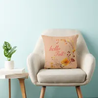 "hello Fall!" Autumn Watercolor Throw Pillow