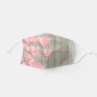 Pink Cute Hearts On A Barn Wood Adult Cloth Face Mask