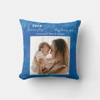 In My Era Blue Pine Snow Our First Christmas Throw Pillow