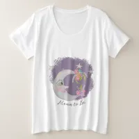 Mommy to Be Over the Moon Stars Lilac Baby Shower Plus Size T-Shirt