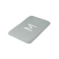 Minimalistic White Monogram on Grey Bath Mat