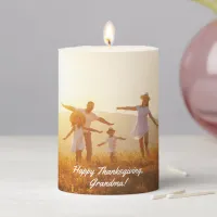 Autumn Family Photo Happy Thanksgiving Pillar Candle