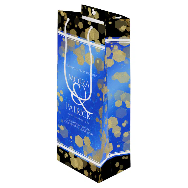 Elegant 9th Lapis Lazuli Wedding Anniversary Wine Gift Bag