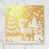 Christmas Reindeer Winter Wonderland Pixel Art Foil Favor Tags