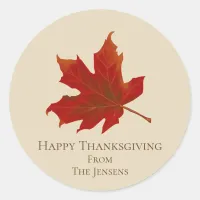 Custom Orange Beige and Brown Happy Thanksgiving Classic Round Sticker