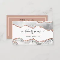 White and Rose Gold Agate Business Card