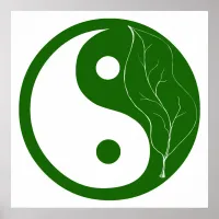 Green Leaf Yin Yang Symbol Poster