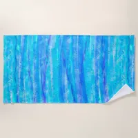 Aqua Blue, Teal and Purple  Speckled Waves Beach Towel