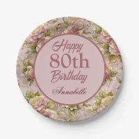 Elegant Blush Roses Round Paper Plate