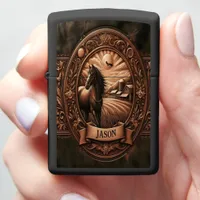 Carved Horse In A Frame Zippo Lighter