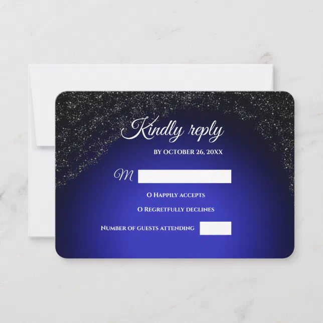 Celestial wedding Full Moon & Stars Midnight blue  RSVP Card