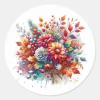 Autumn Bouquet | Floral Personalized Classic Round Sticker