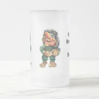 Scandinavian Funny Troll Illustration Watercolor Frosted Glass Beer Mug