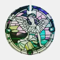 Multicolored Angel Stained Glass Window Glass Ornament