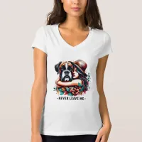 Woman Hugging Bulldog in Hat T-Shirt