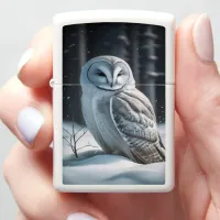 Snowy Owl In Winter's Embrace Zippo Lighter