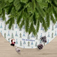 Scandinavian Christmas trees doodle Brushed Polyester Tree Skirt