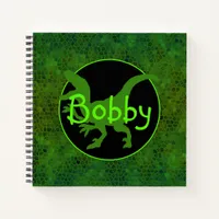 Personalized Green Dinosaur Hide  Notebook