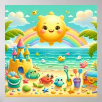 Colorful Rainbow Beach Nursery Poster