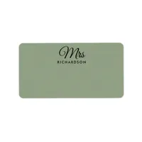 Elegant Sage Green Mrs. Family Name Blank Address Label