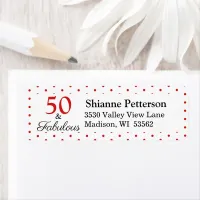 Elegant 50 & Fabulous 50th Birthday WH Red Address Label