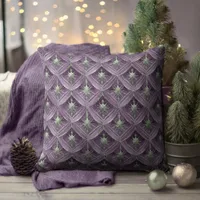 Purple Green Christmas Pattern#16 ID1009 Throw Pillow