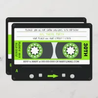 Green Cassette Tape Retro 80s Birthday Party  Invitation