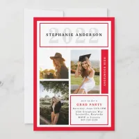 New Horizons | Red Grad Party Photo Invitation