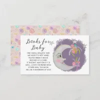 Books For Baby Lavender Moon Stars Flowers Shower Enclosure Card