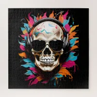 Cute funny musical skull  jigsaw puzzle