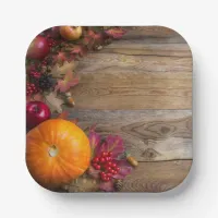 Thanksgiving Table, Rustic Wood Paper Plates