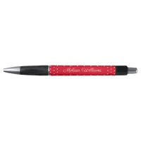 Signature Name White Polka Dots & Red Background Pen