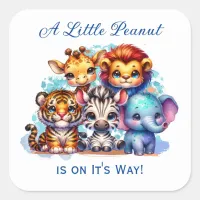A Little Peanut is on It's Way | Baby Shower Square Sticker