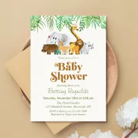 Modern Wild Jungle Safari Baby Girl Shower  Invitation