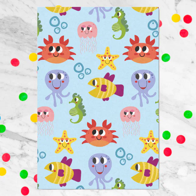 Under The Sea Whimsical Cute Creatures Birthday Tissue Paper